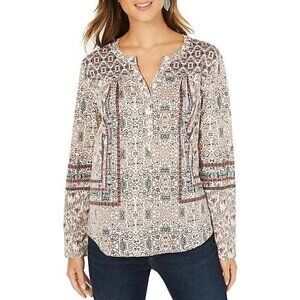 Style & Co. Boho Printed Knit Blouse Size PM